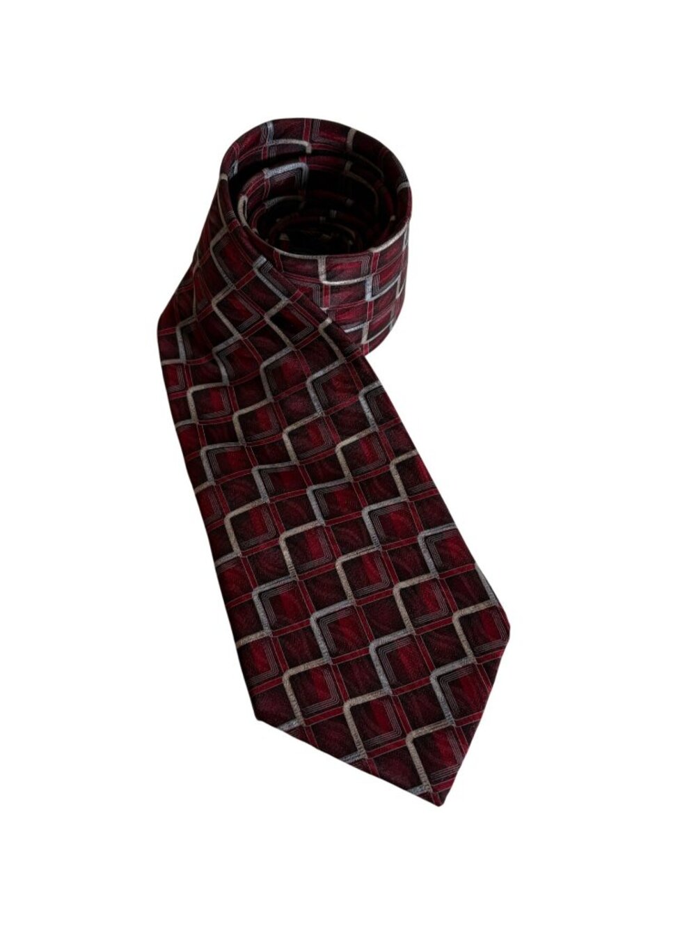 Stafford Red Geometric Silk Necktie Mens Tie Accessory Office Work Formal Gift